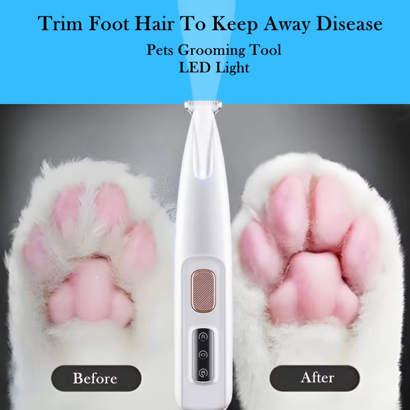 Pet Grooming Equipment Puppy Hairdressing Blades Cat Paw Electric Shaver Dog Trimmer Clipper Hair Cutting Tool with LED Light