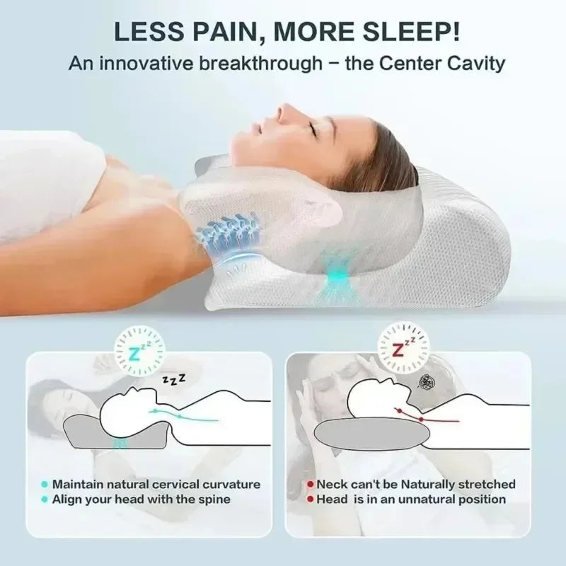 Sleep Memory Pillow Butterfly Memory Foam Neck Pillows Contoured Sleep for Neck Pain Relief Stomach Support Comfortable Pillow