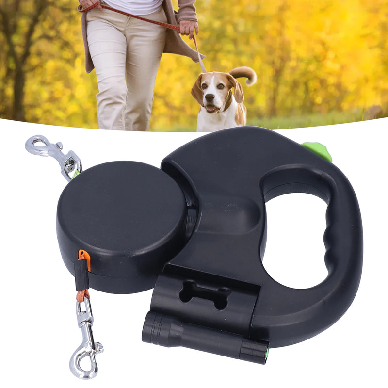 Dual Retractable Reflective Dog Leash With LED Light