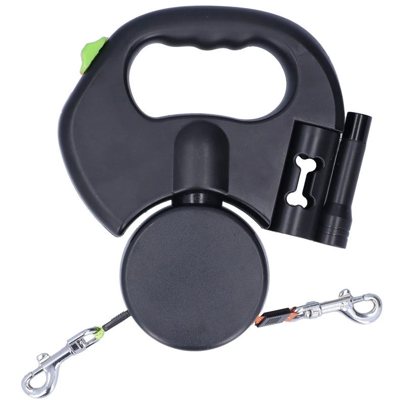 Dual Retractable Reflective Dog Leash With LED Light