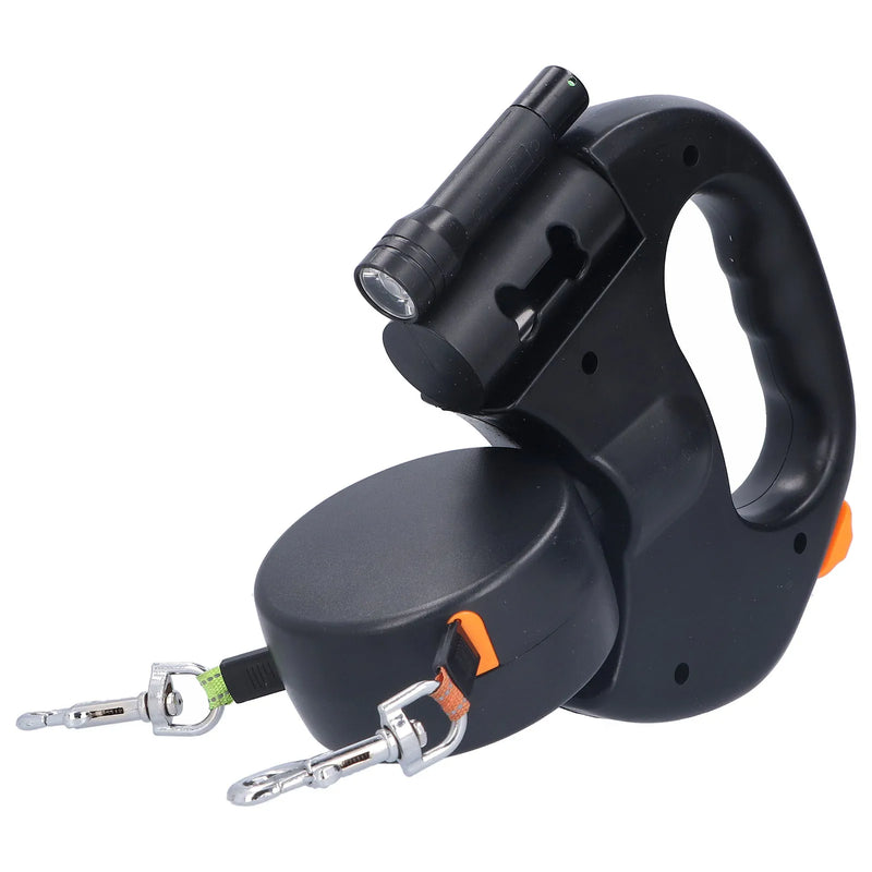 Dual Retractable Reflective Dog Leash With LED Light