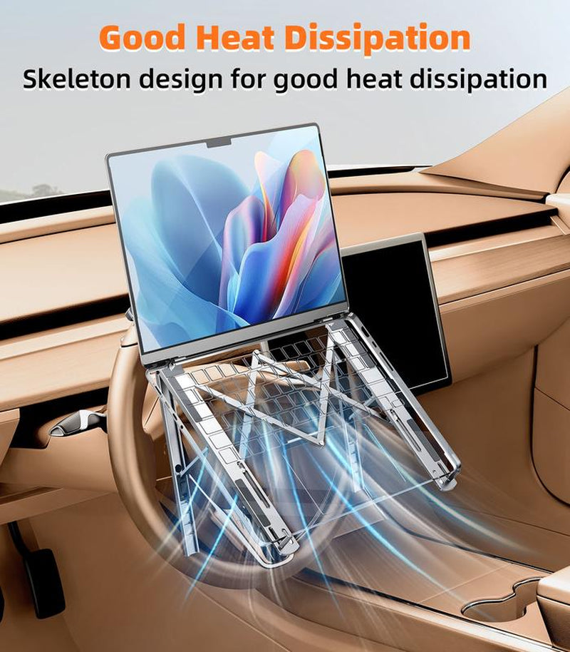 Remilar Car Laptop Mount Steering Wheel Tray Holder, Height Adjustable Car Desk for Laptop Computer Tablet, Foldable Portable Lap Laptop Stand for Car Vehicle Workstation Accessories Truck SUV Tesla