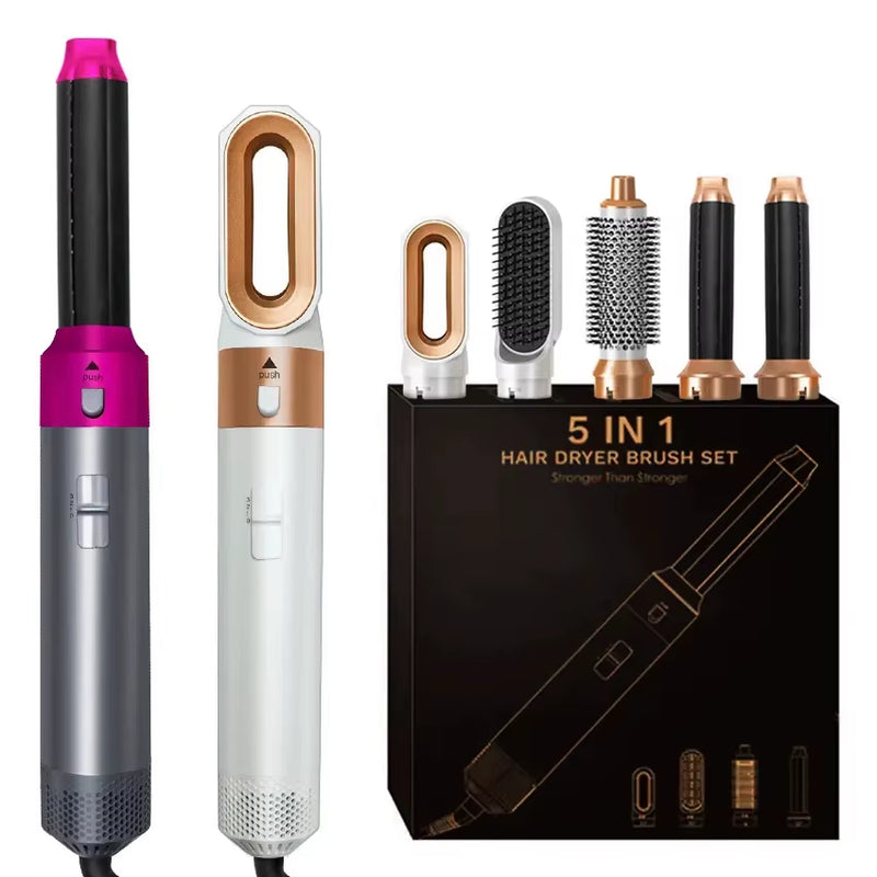 Hair Dryer 5-In-1 Electric Hair Comb Negative Ion Straight Curler Brush Blow Dryer Air Comb Removable Brush Kit Tool